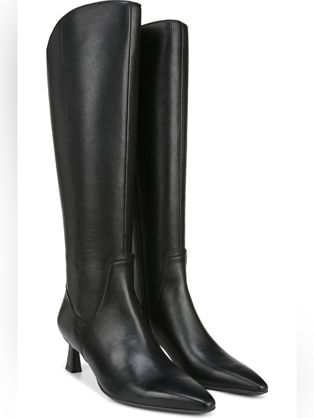 Naturalizer Black Leather Knee-High Heeled Boots